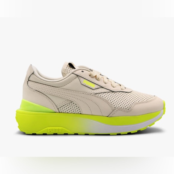 Puma Cream and Neon Yellow Sneakers - Picture 1 of 10